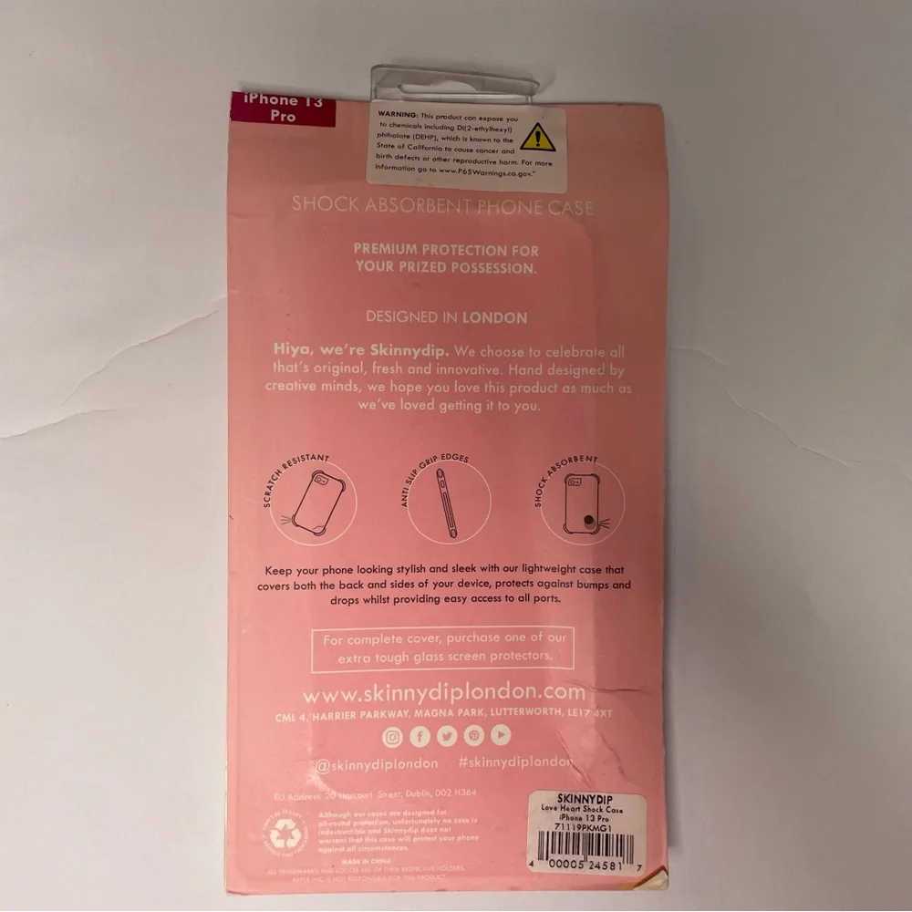 NIB SkinnyDip London Pink Heart iPhone13 Pro Case DropTested Valentine Case - Picture 2 of 3